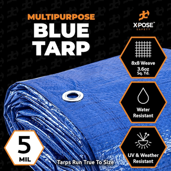 Better Blue Poly Tarp 30' X 60' - Multipurpose Protective Cover - 5 Mil Thick Reinforced Edges